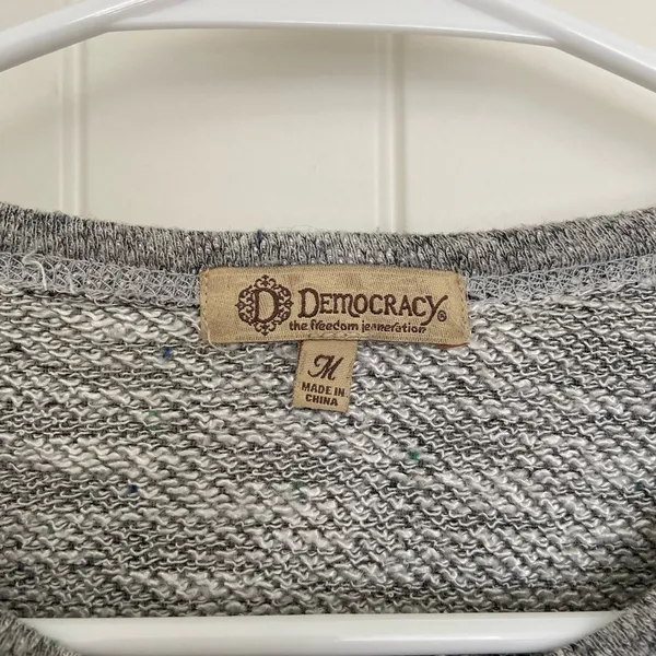Democracy women’s‎ faux leather knit pocket long fall winter sleeve top medium - Image 4