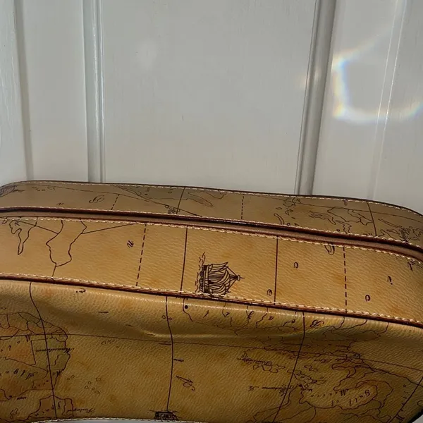 Elegant Tan Map Print Shoulder Bag Brown - Image 3