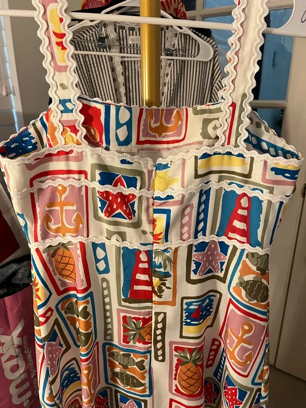 Commense Multicolor Nautical Print Maxi Dress Red Size M - Image 3