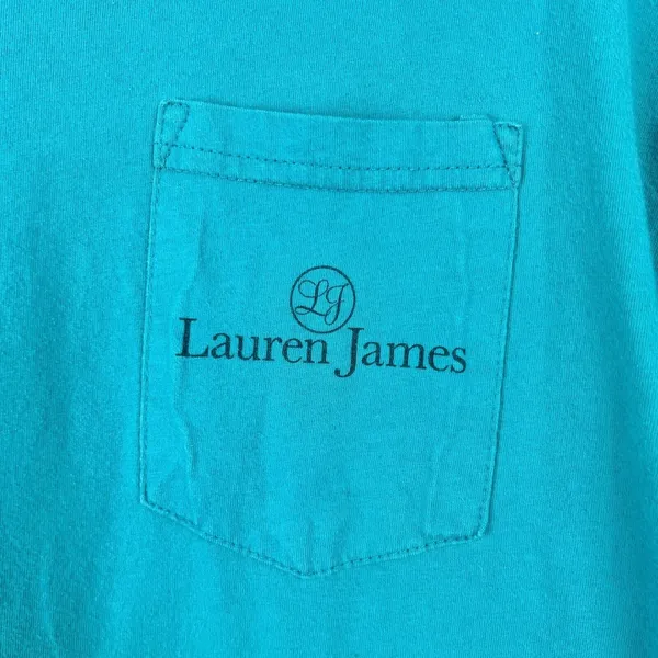 Laura James Large Long Sleeve Turquoise Graphic Tee Southern Comforts Football - Image 4