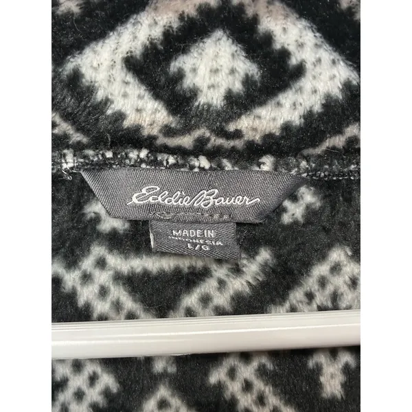 Eddie Bauer Women's Aztec 1/4 Zip Long Sleeve Fleece Pullover Size L Black - Image 2