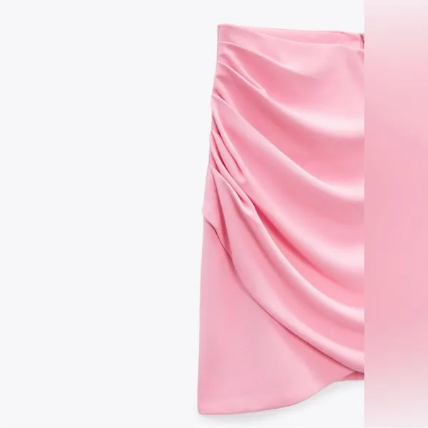 ZARA High-Waisted Draped Mini‎ Skirt in Light Pink Size Small Bloggers Fav NEW - Image 6