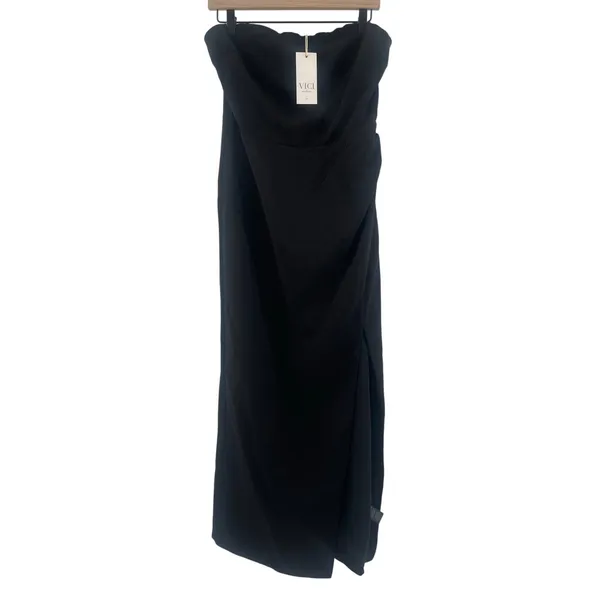 VICI x FATE Dress Large Black Strapless Slit Always You Cocktail Evening Formal - Image 2