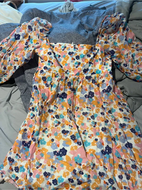 Amanda Uprichard Darling‎ Puff Sleeve Floral Mini Dress M Madagascar Print - Image 12