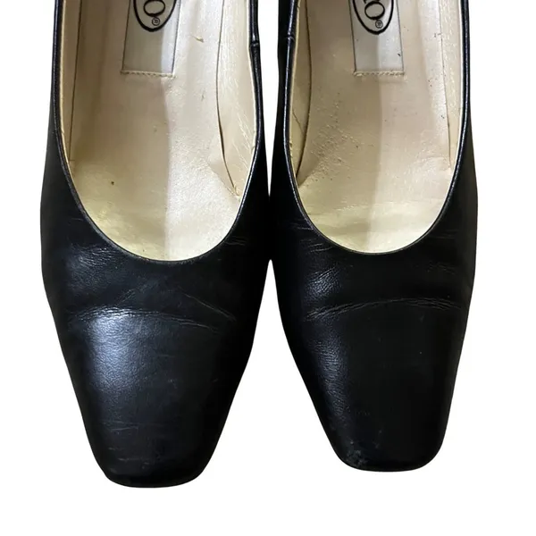 Vintage SRO Leather Heels Women’s 7.5M Blue Low Heel Pumps Used - Image 5