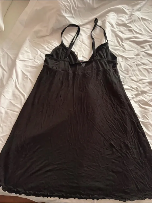 Cosabella Black Slip Chemise with Purple Lace Band - Image 3