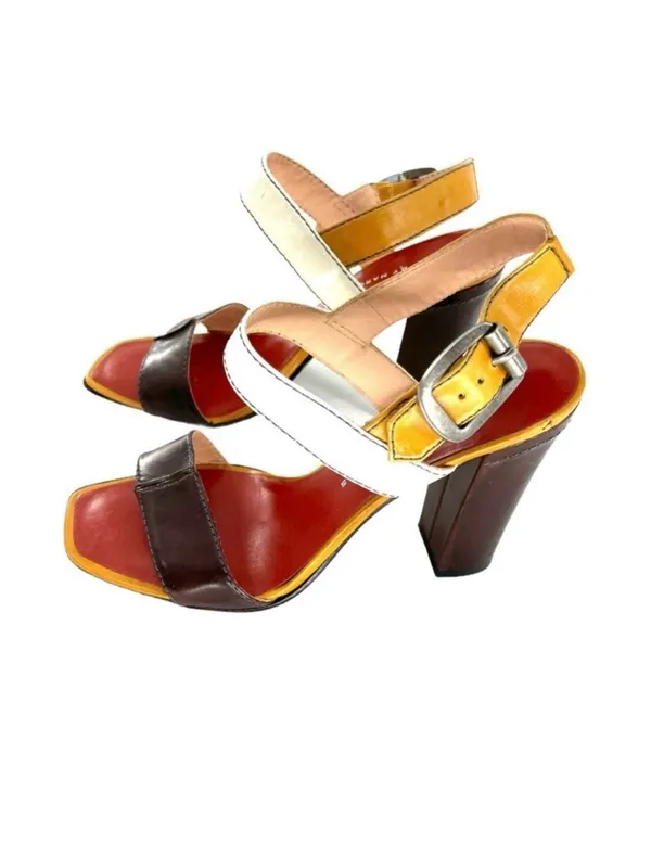 Marc by Marc Jacobs Multicolor Leather Block Heel Sandals 6.5 Ankle Strap No Box - Image 2