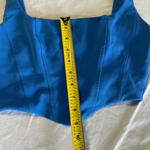 Stradivarius Crop Halter Top Women's Blue Small - Image 4