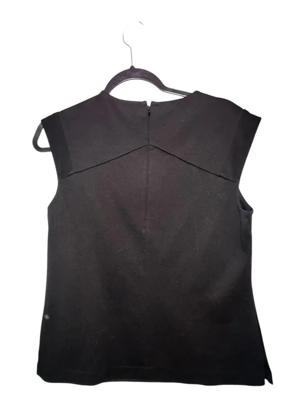 Ann Taylor Black Embellished Neck Sleeveless Top Size M EUC - Image 2