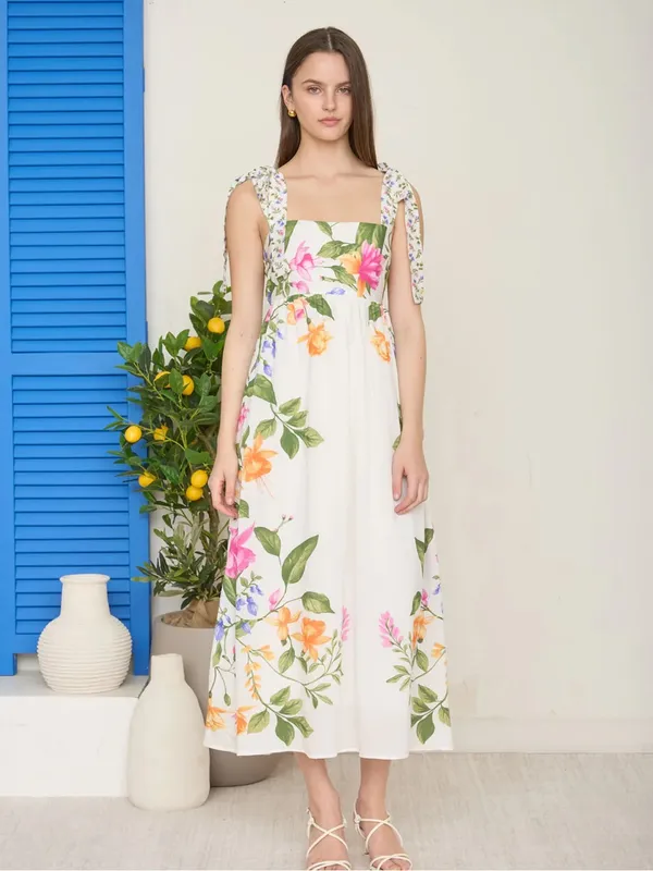 NWT Blu Pepper Off White Floral Tie Strap Empire Waist Midi Dress – Small - Image 8
