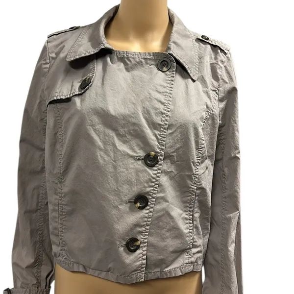 Caslon Cotton Tan Khaki Button Up Lightweight Jacket Imported Womens Large - Image 2