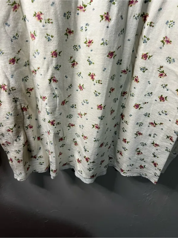 L.L.Bean Vintage Floral Double Layer Wool Blend Thermal Henley Top Cottagecore - Image 9