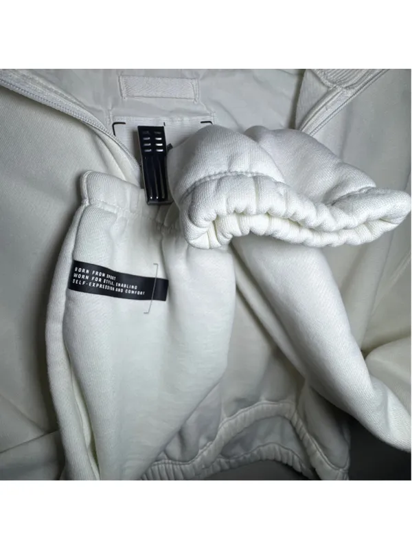 Adidas Quarter-Zip Cropped Sweatshirt White Red Size M - Image 4