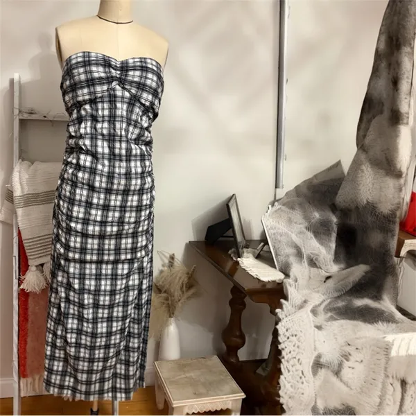 Free People Brandie Plaid Strapless Midi Dress Size Small - Image 6