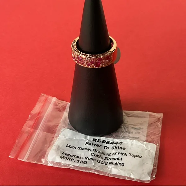 Bomb Party RBP6444 “Power To Shine” Pink Topaz CZ Rose Gold Size 7 Ring NWT - Image 4