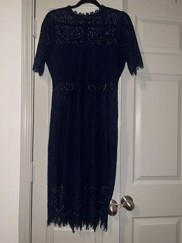 Lulus midi lace cocktail navy dress - Image 5