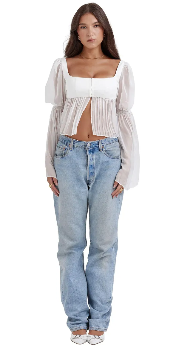 House Of CB Lucie White Pleated Top - Image 6