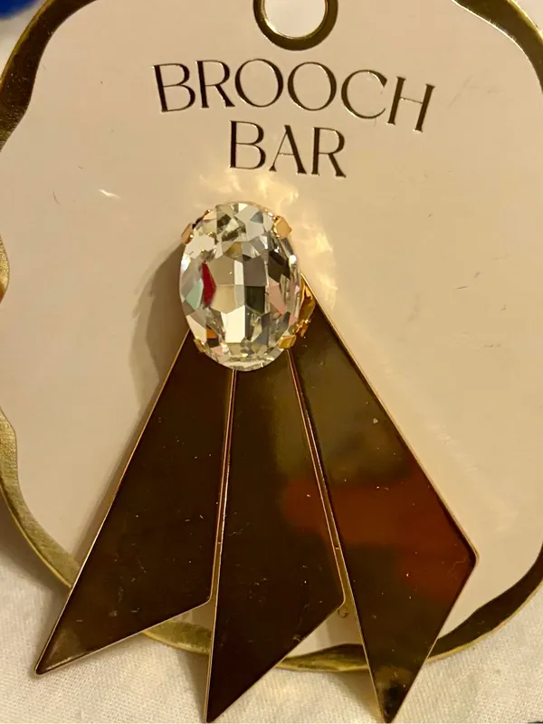 Angular Crystal Brooch By Anthropologie 14k Gold-Plated Pin - Image 3
