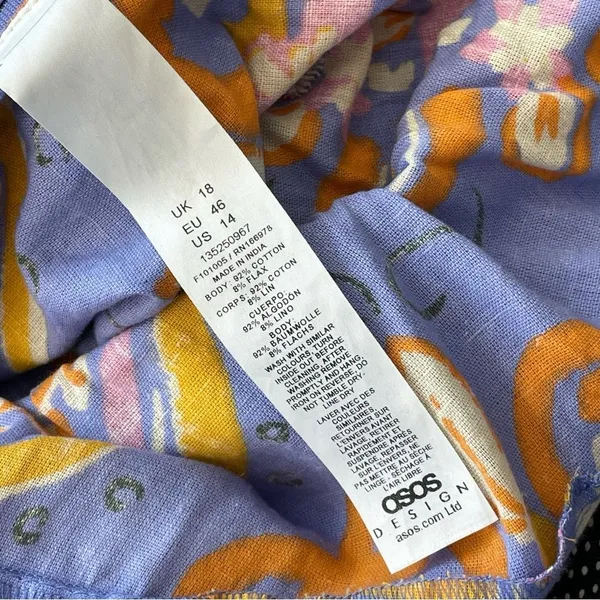 Asos Strapless Dress tile printed rikrak womens Purple size 14 party resortwear - Image 5
