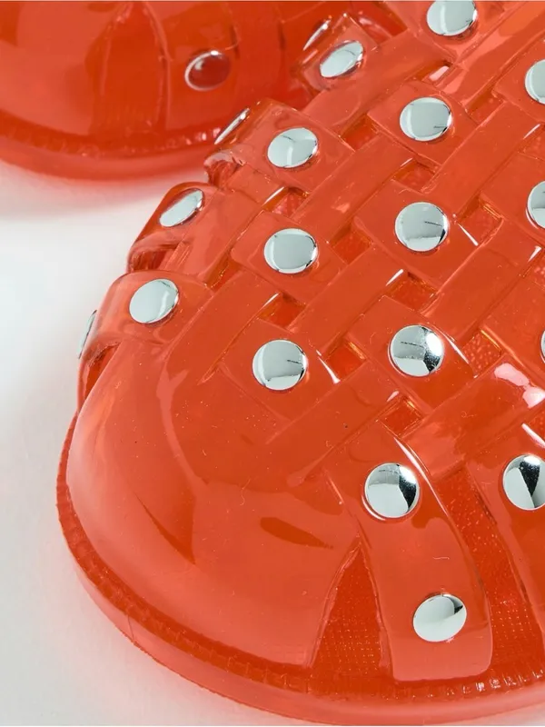 INTENTIONALLY BLANK Ellery Stud Jelly Sandals (Sz 9) Cherry Red NWT - Image 5