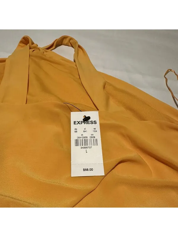 Express Yellow Sleeveless Halter Top Bodysuit Sz L Large $58 - Image 9