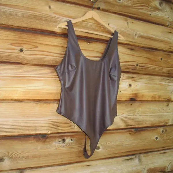 Skims Wet Jersey Thong Tank Bodysuit Cocoa 2XL - Image 4