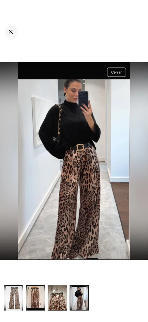 Zara Leopard-Print Wide-Leg Pants in Brown and Black - Image 4