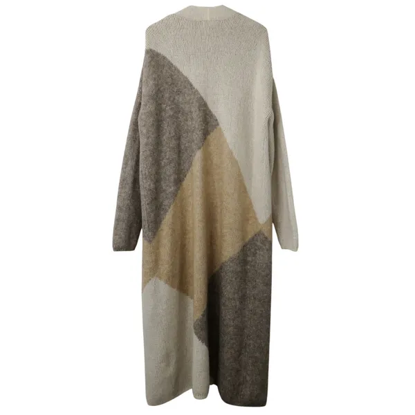 Sincerely Jules Casper Cardigan Beige Tan Brown Colorblock Long Sweater Medium - Image 3