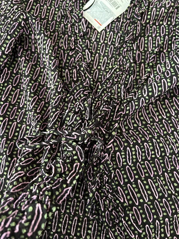 ZARA NWT Pattern Blouse Long Sleeve Shirt Top Tie Front Open Style Size XS - Image 2