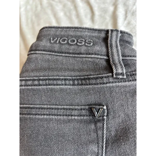 Vigoss Marley Distressed Denim Shorts Faded Black Frayed Hem Size 26 - Image 4