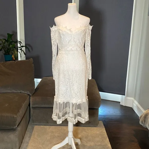 Women’s Long Sleeve Lace Dress with Sheer Areas Size L NWOT - Image 2