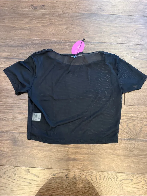 Avidlove Sheer Cropped Black T-Shirt Small NWT - Image 7