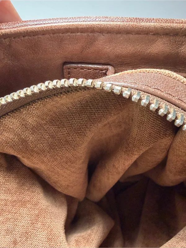 Bohemian leather Textured Fringe Shoulder Bag in Brown - Image 7