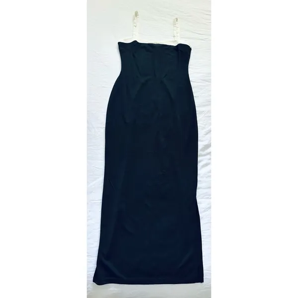 Fisoew Colorblock Maxi Dress with Slit White Size M - Image 5
