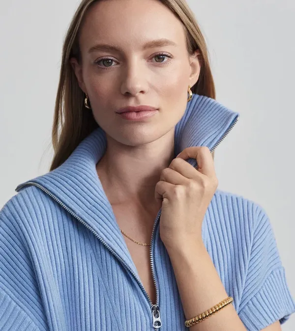 Varley Rory Half Zip knit Ashley blue  - Image 3