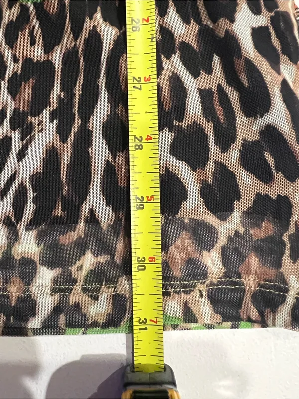 Ed Hardy mini dress with leopard print covered in green logo lettering - Image 8