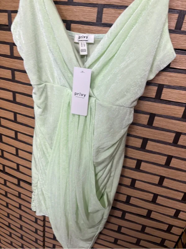 Privy Green Draped Dress Size Large - Image 3