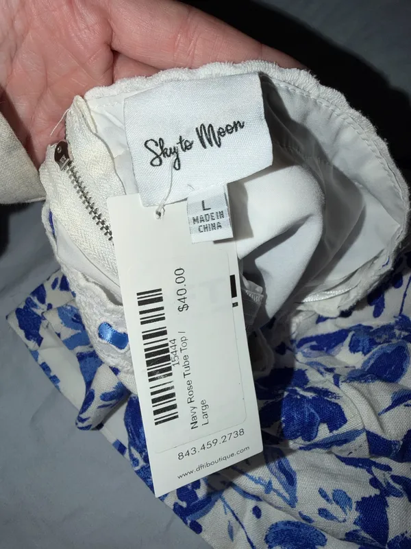 Sky to Moon DFTI linen and lace bandeau top - Image 4