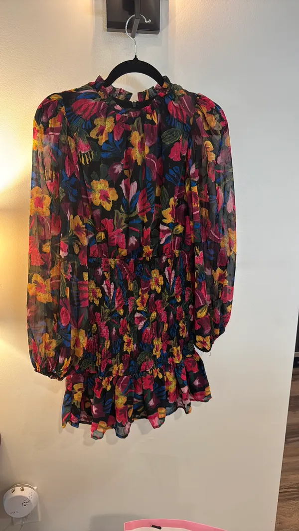 Floral Long Sleeve Mini Dress Multiple - Image 2
