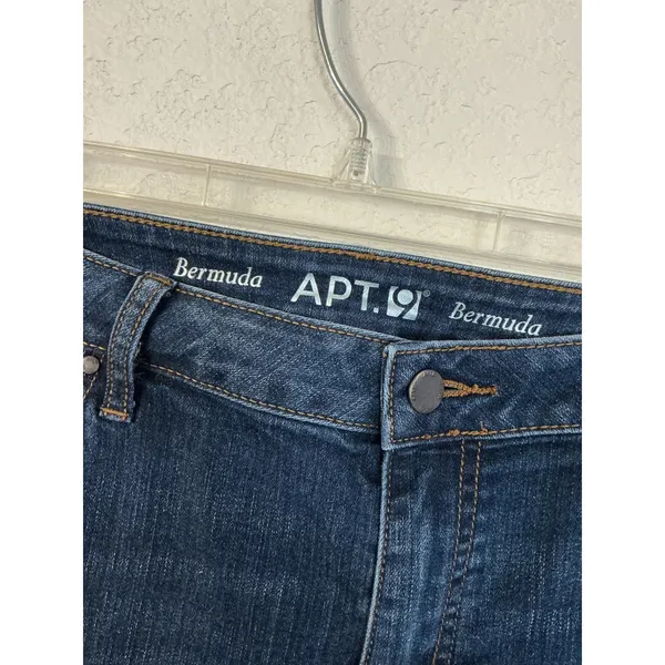 Apt. 9 Bermuda Shorts Size 14 Dark Wash Cuffed Distressed Denim - Image 3