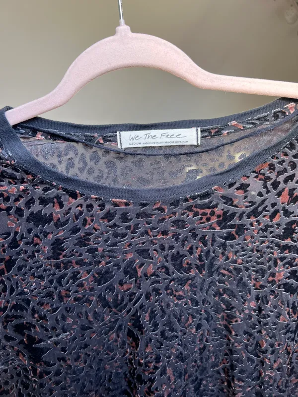 Free People Velvet Sheer Animal Print Tee - Image 4
