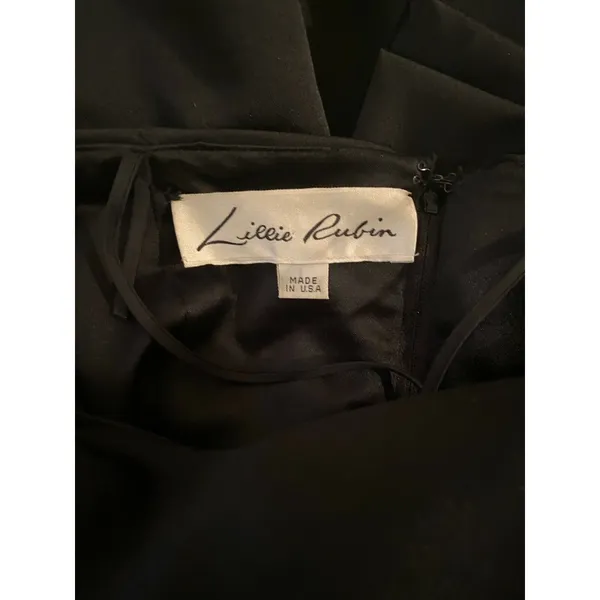 VTG 80’s Lillie Rubin 8 10 Formal Dress Gown Detachable Skirt Black Satin Party - Image 8