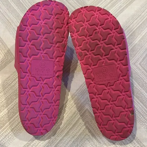275 Central Women’s Hot Pink Fuchsia Rubber Stud Detail Slides - Size 38 - Image 4