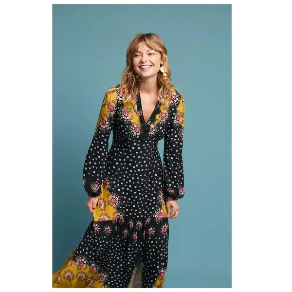 Farm Rio Floral-Blocked Maxi Dress Size XS - Image 5