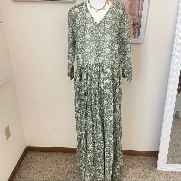 Little Tienda Aurora Sunset Lover Floral Block Print Maxi Dress XL Rare - Image 4
