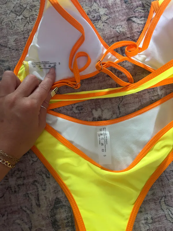 SHEIN Neon Yellow Bathing Suit Set - Image 2