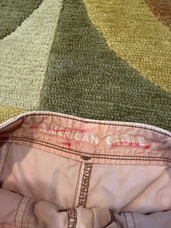 American Eagle Outfitters High Rise Corduroy Cargo Shorts Peach 4 Runs Small - Image 2