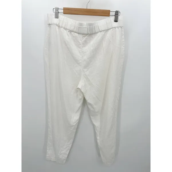 Land N Sea White Linen Blend Tie Casual Pants Women Size M Coastal‎ Lagenlook - Image 2