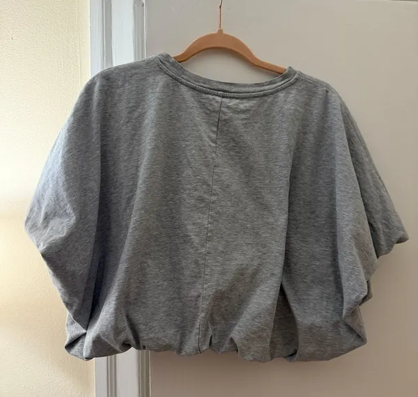 Grey Lab Grey Poplin Puff Cropped Shirt - Image 2
