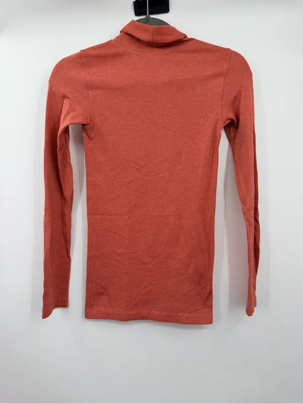 Lululemon Yin Vibes Turtleneck Size 4 Copper Clay Ribbed Seamless Top - Image 4